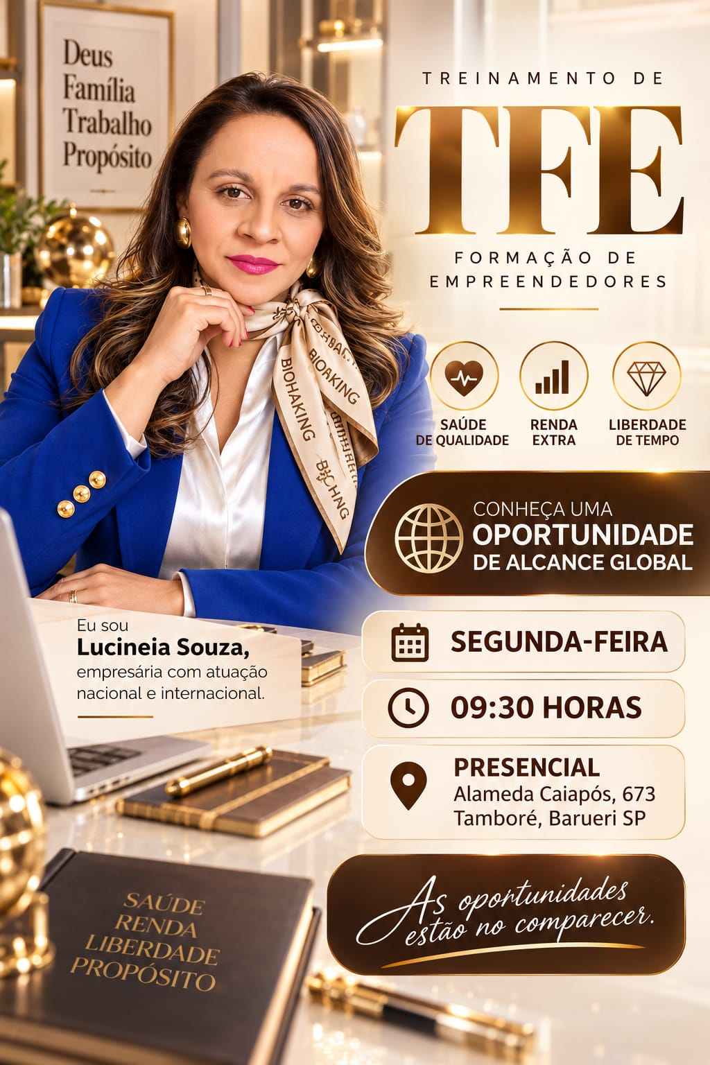 Convite do Treinamento TFE — Formação de Empreendedores com Lucineia Souza